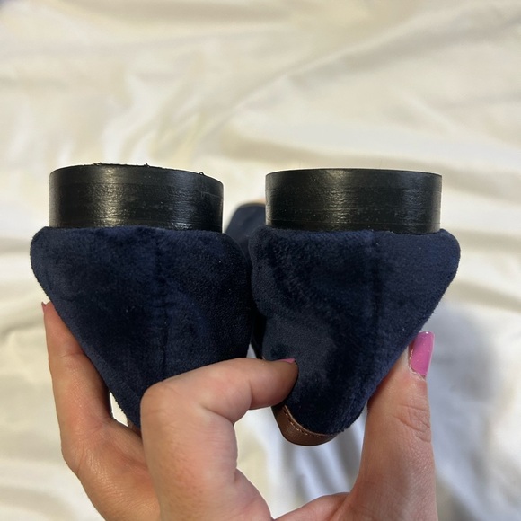 J. McLaughlin Cecily Preppy Navy Velvet Loafers with Brown Tassels - Picture 7 of 8